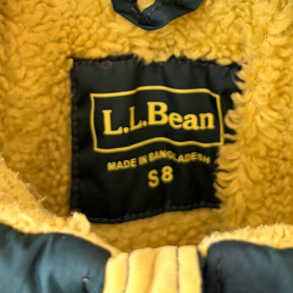 L.L. Bean boys' down jacket small 8 puffer quilted hooded green - Picture 4 of 11